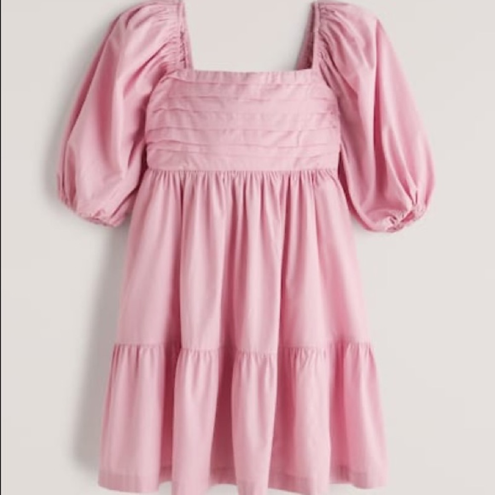 Abercrombie Ruched Puff Sleeve Poplin Mini Dress